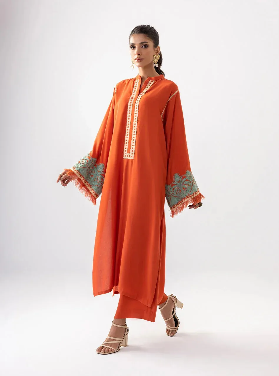 Zainab Chottani Aara Casual Pret Orange Viscose – view 4 – Poshaq