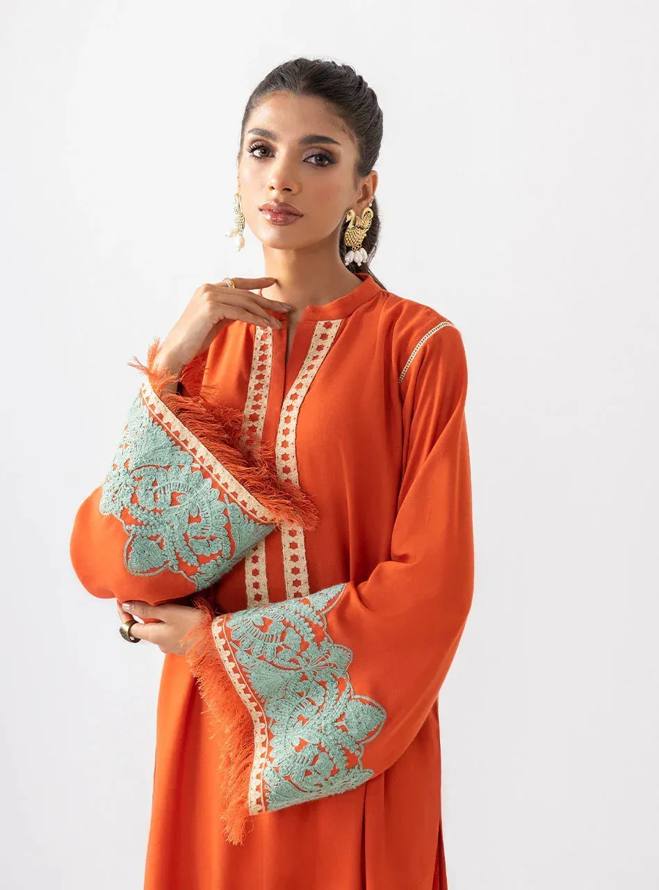 Zainab Chottani Aara Casual Pret Orange Viscose – view 5 – Poshaq