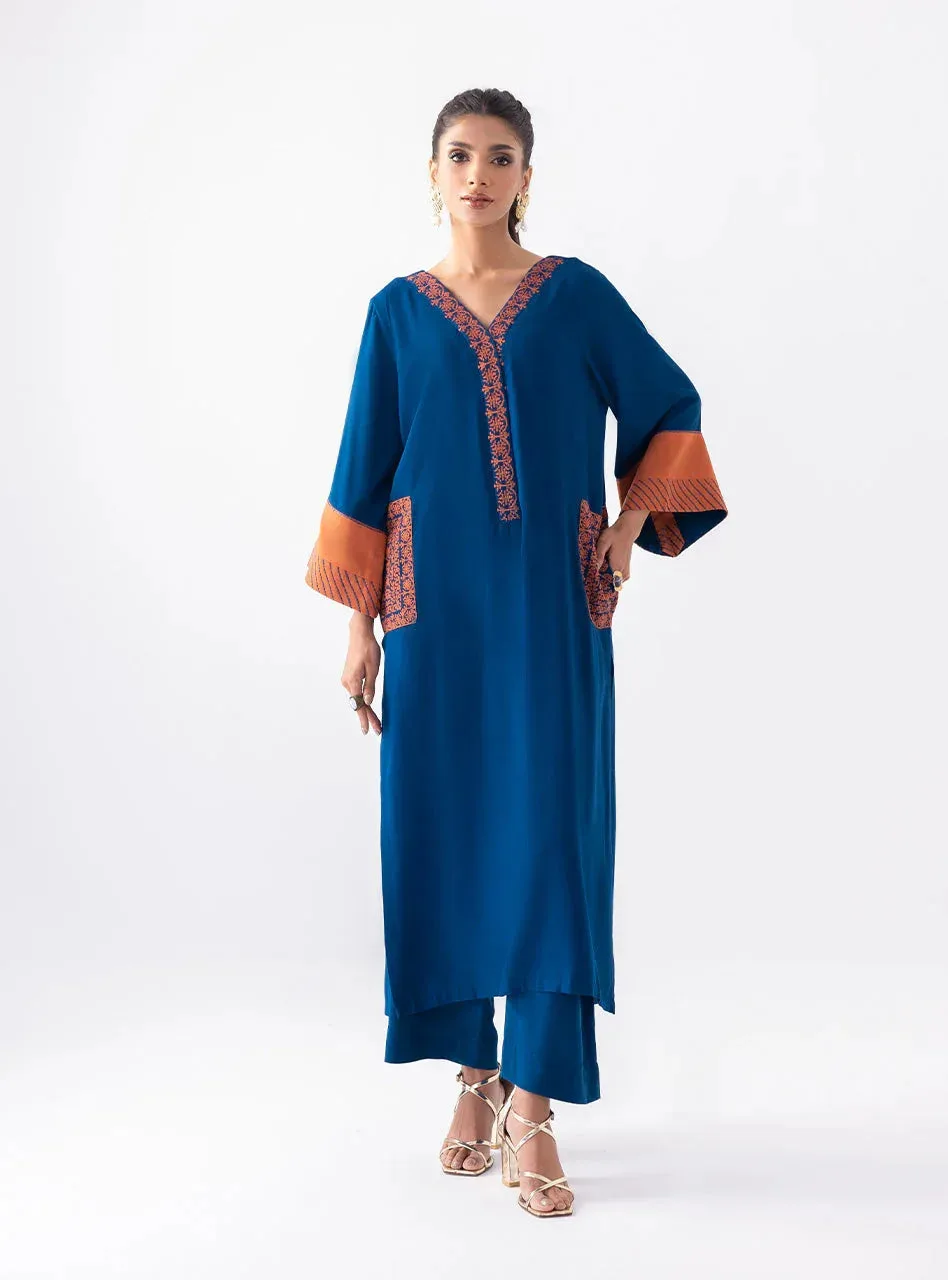 Zainab Chottani Aara Casual Pret Navy Viscose – view 1 – Poshaq