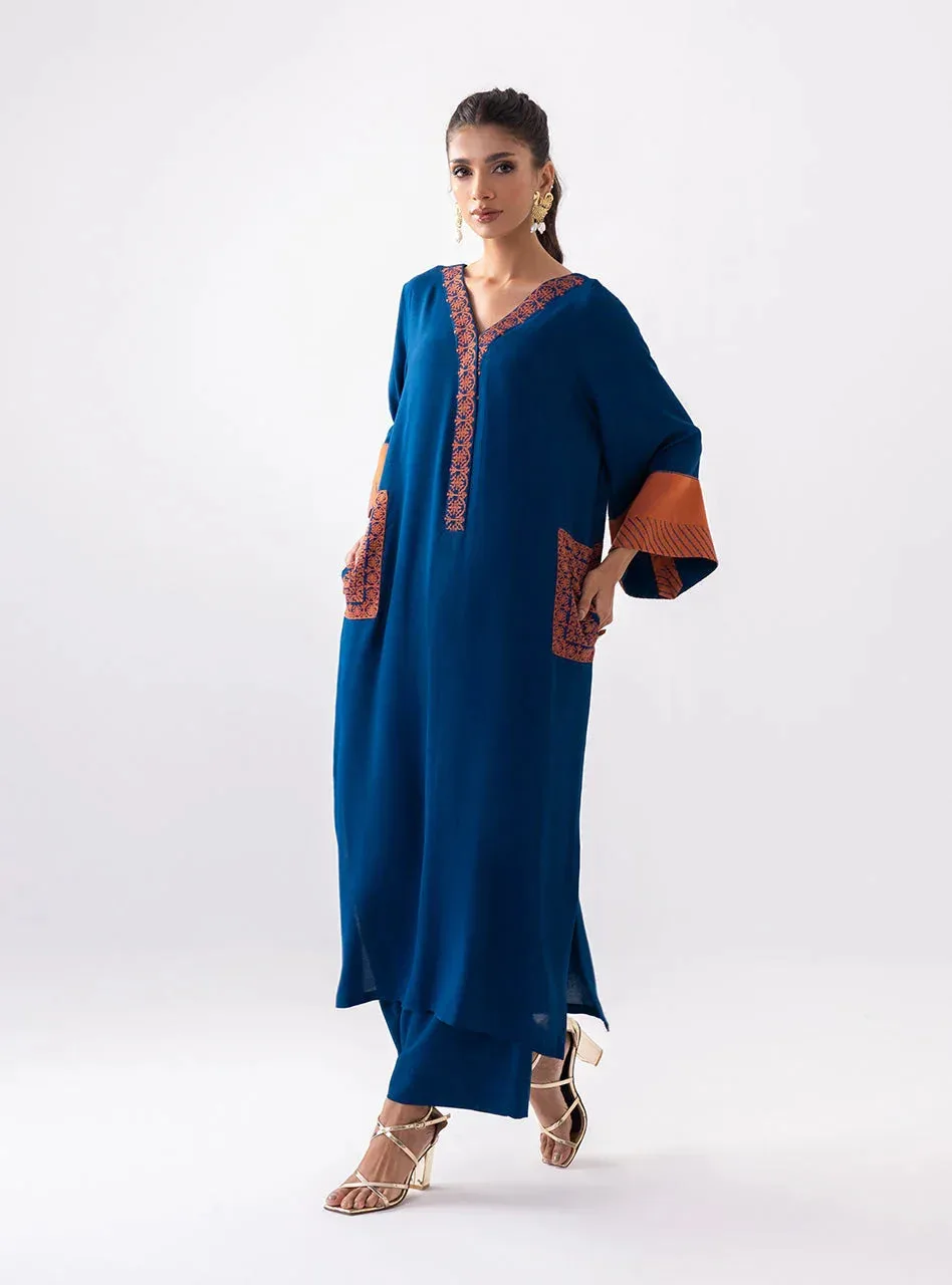 Zainab Chottani Aara Casual Pret Navy Viscose – view 3 – Poshaq