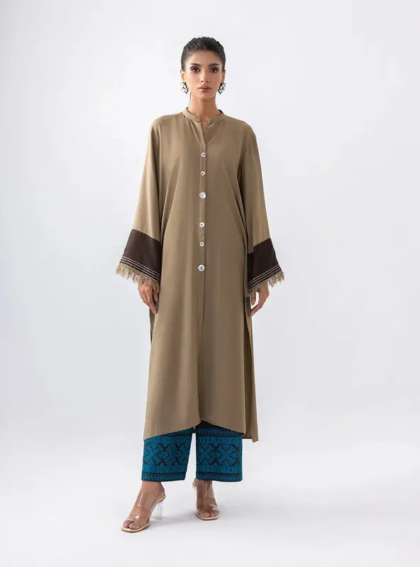 Zainab Chottani Aara Casual Pret Coffee Viscose – view 1 – Poshaq
