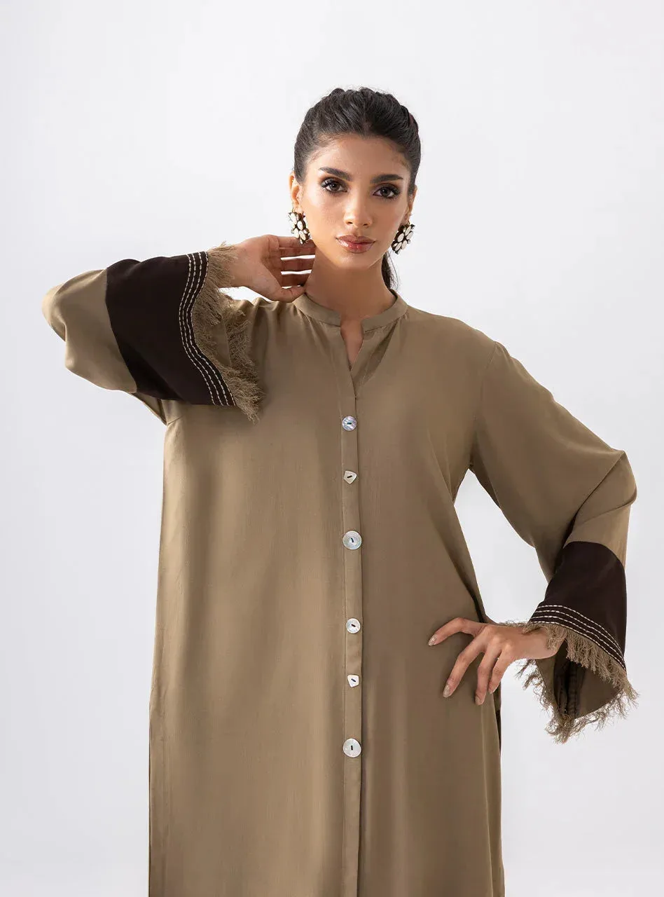 Zainab Chottani Aara Casual Pret Coffee Viscose – view 2 – Poshaq