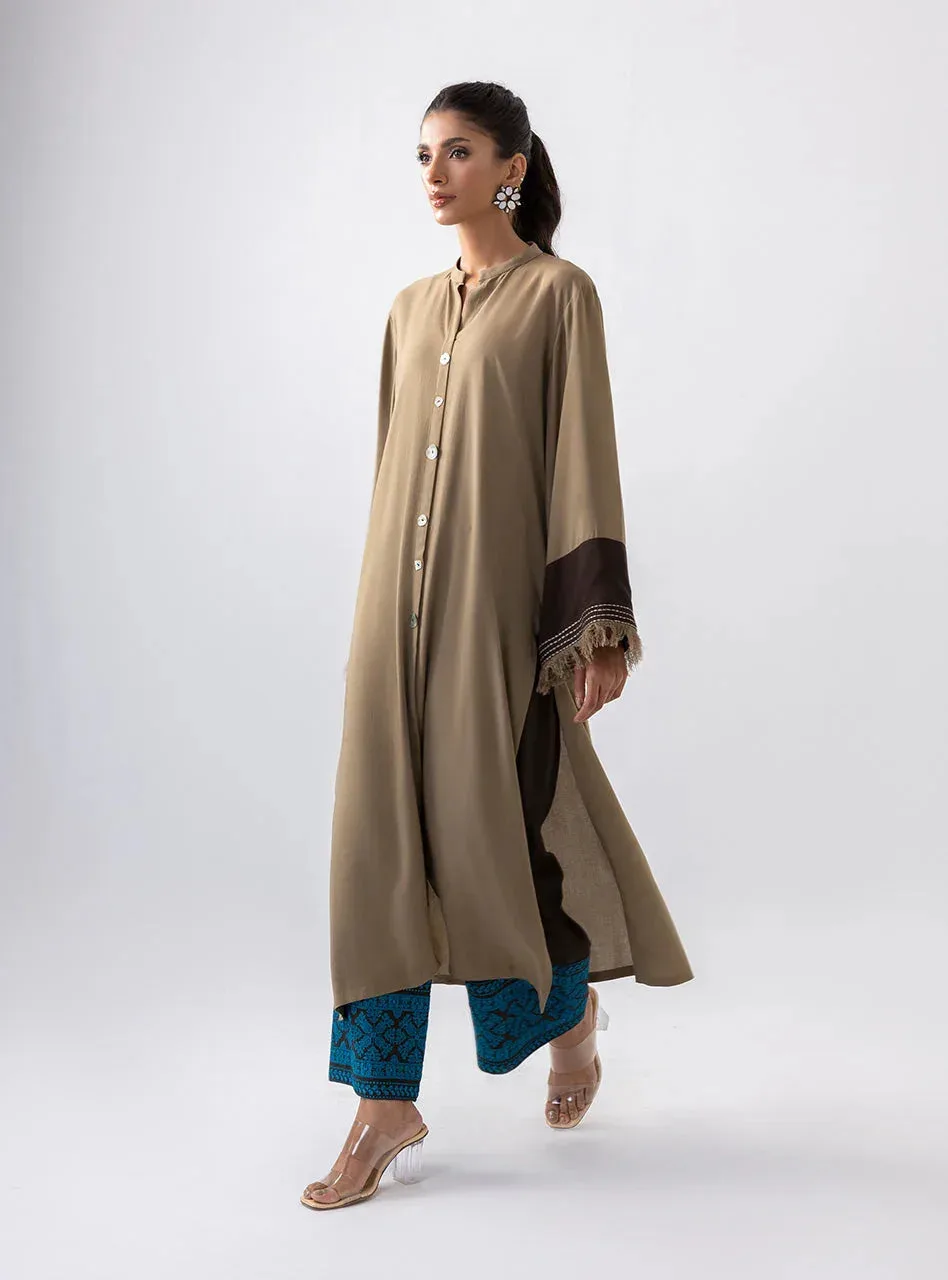 Zainab Chottani Aara Casual Pret Coffee Viscose – view 3 – Poshaq