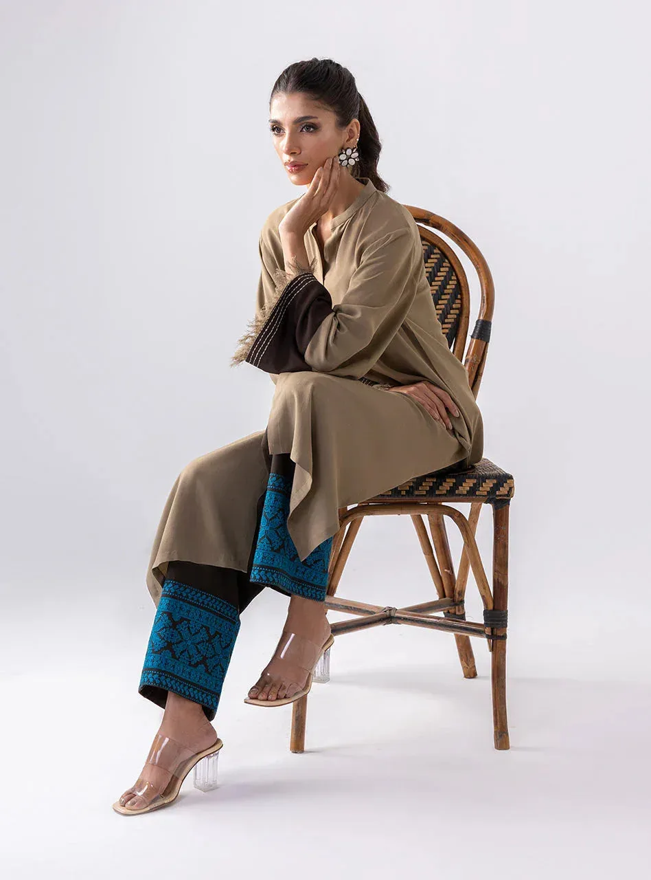 Zainab Chottani Aara Casual Pret Coffee Viscose – view 5 – Poshaq