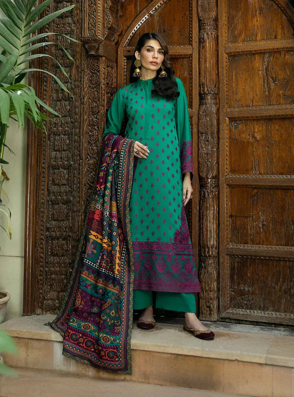 Zainab Chottani Winter Shawls 24 Emerald Green – view 1 – Poshaq