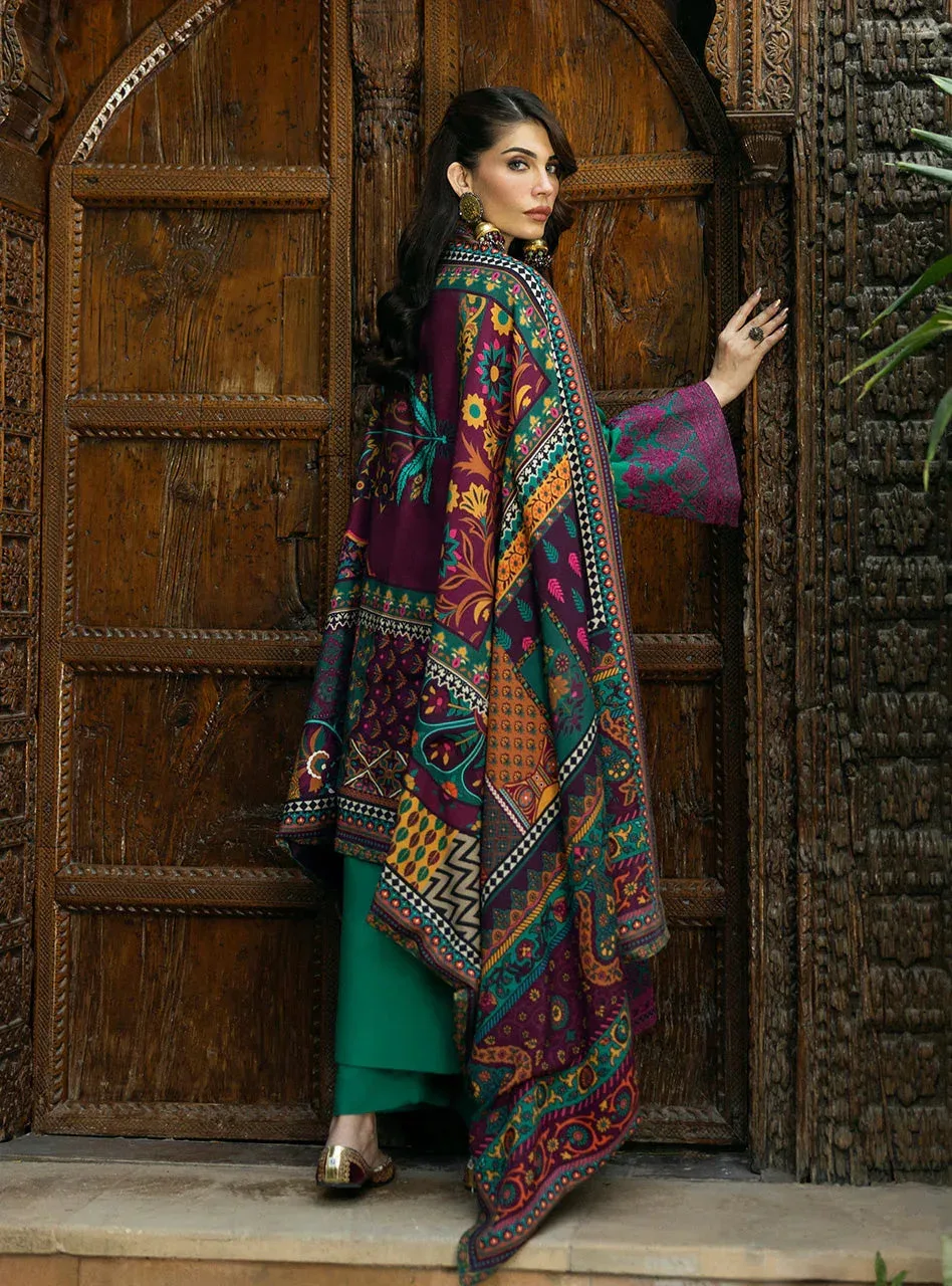 Zainab Chottani Winter Shawls 24 Emerald Green – view 2 – Poshaq