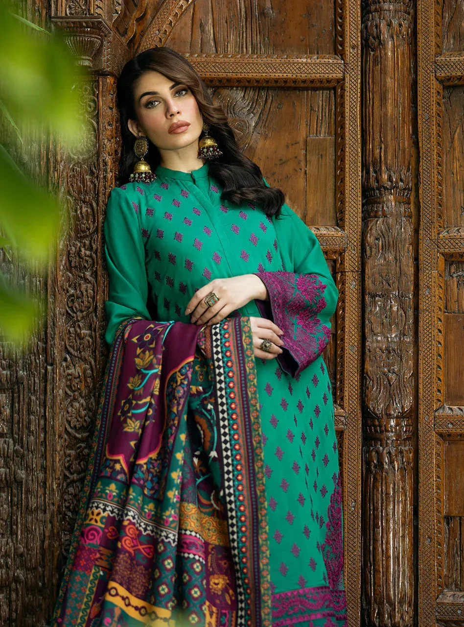 Zainab Chottani Winter Shawls 24 Emerald Green – view 3 – Poshaq