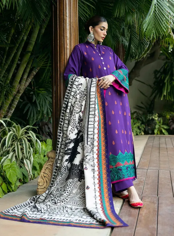 Zainab Chottani Winter Shawls 24 Purple – view 1 – Poshaq