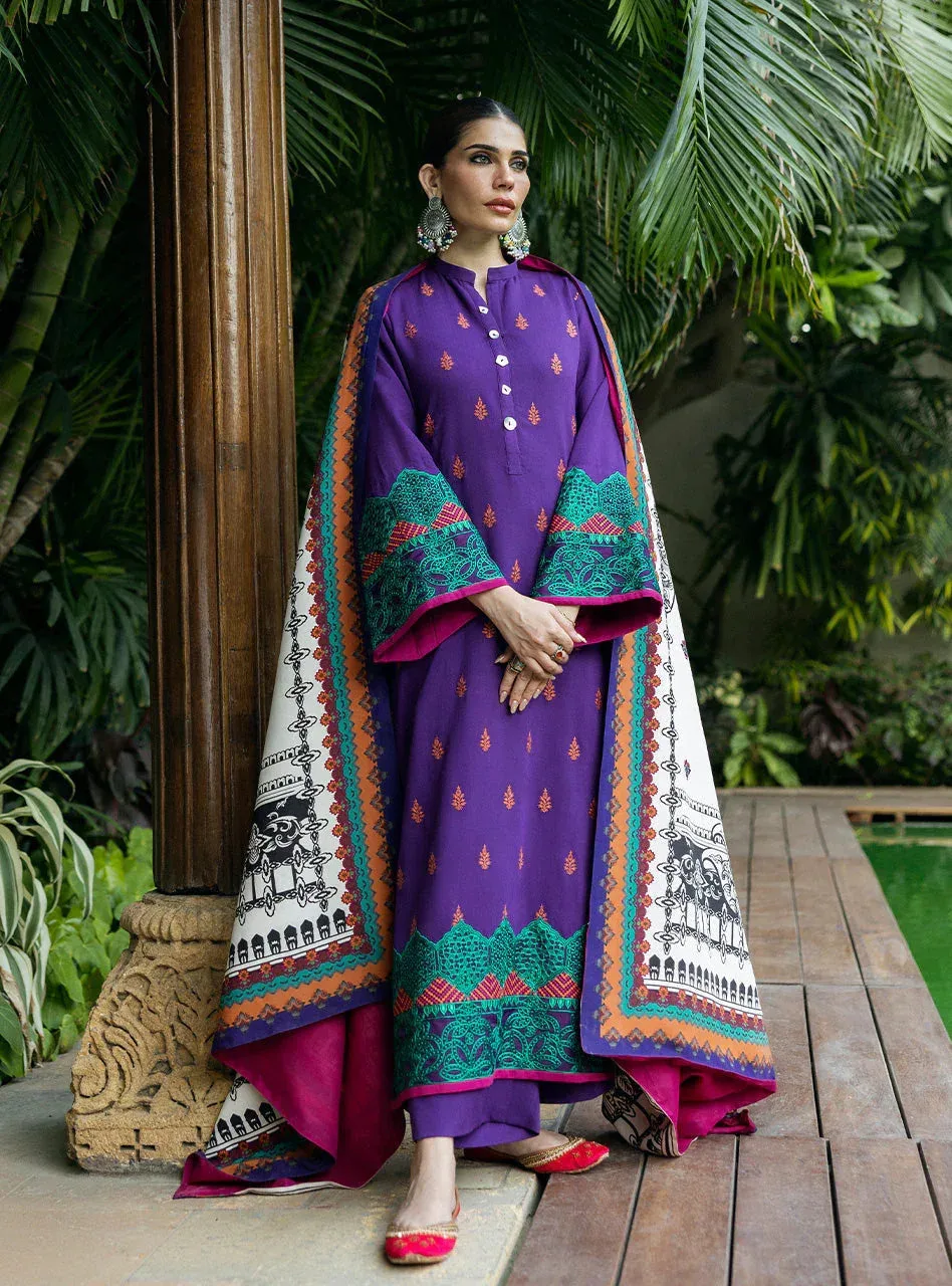 Zainab Chottani Winter Shawls 24 Purple – view 3 – Poshaq