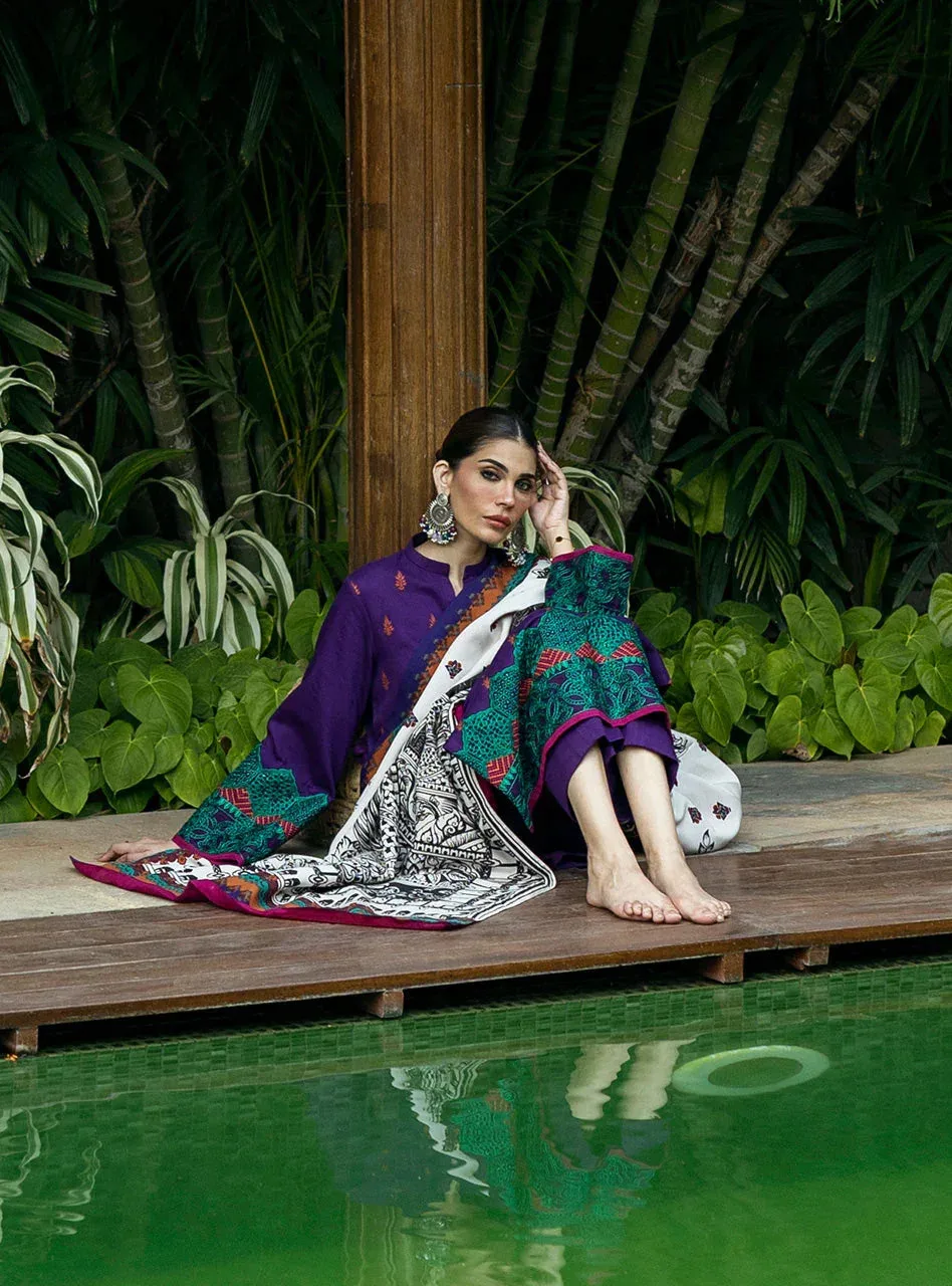 Zainab Chottani Winter Shawls 24 Purple – view 4 – Poshaq