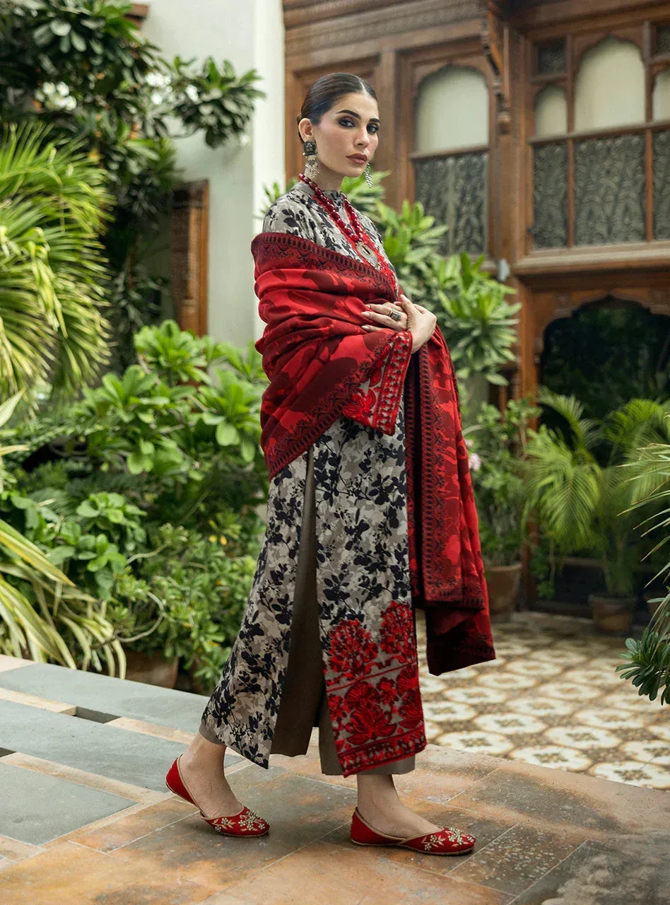 Zainab Chottani Winter Shawls 24 Cloud Gray – view 2 – Poshaq