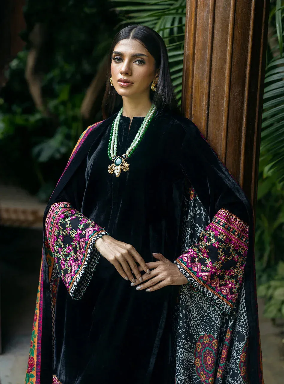 Zainab Chottani Makhmal Luxe Pret Black Viscose – view 5 – Poshaq