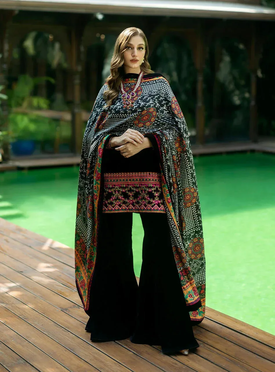 Zainab Chottani Makhmal Luxe Pret Black Velvet – view 2 – Poshaq