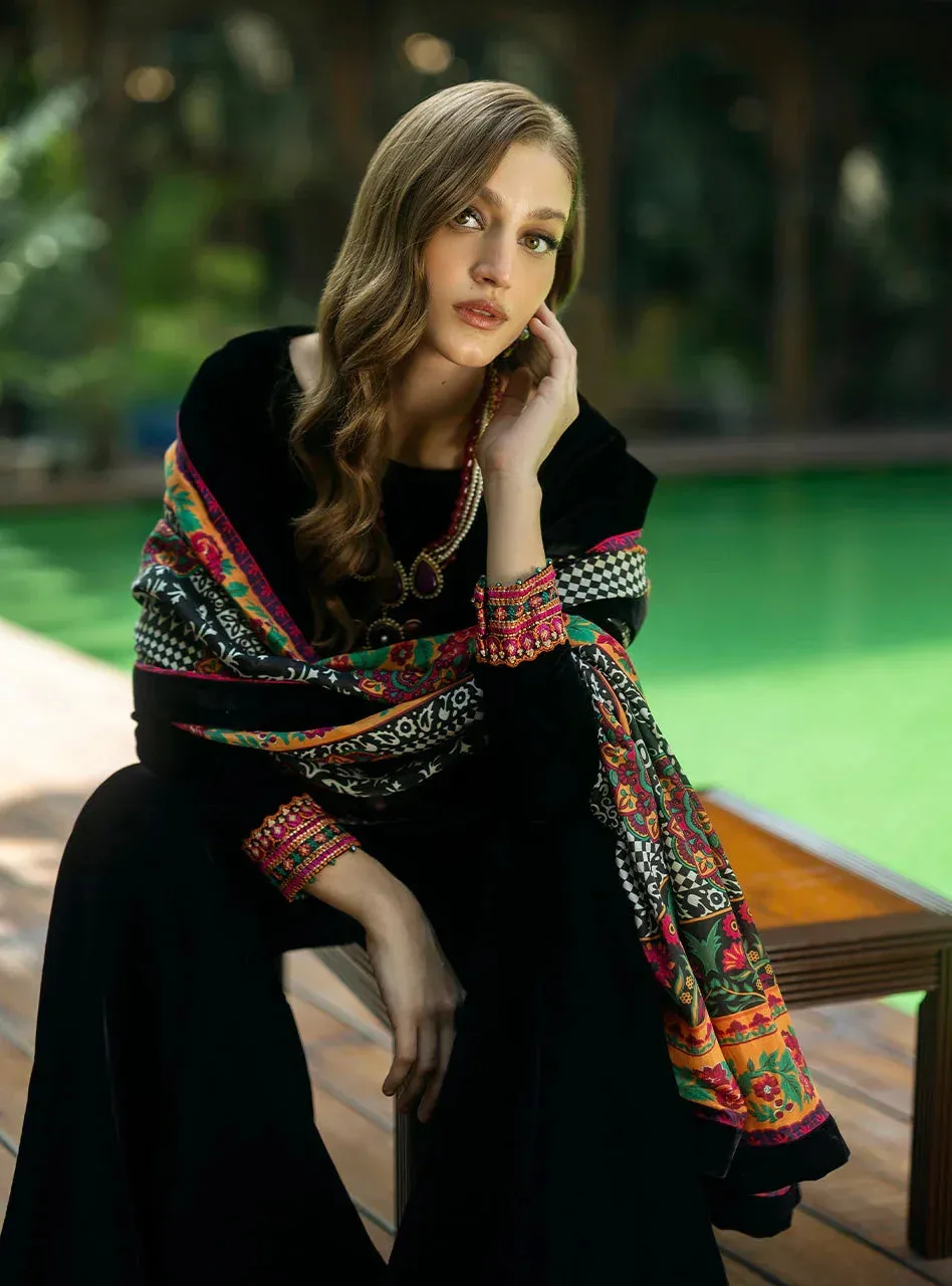 Zainab Chottani Makhmal Luxe Pret Black Velvet – view 3 – Poshaq