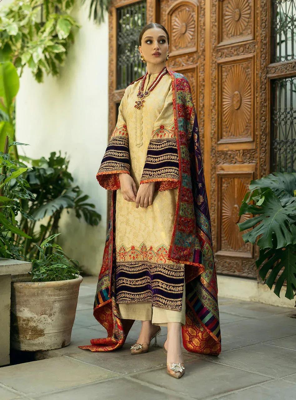 Zainab Chottani Makhmal Luxe Pret Beige Velvet – view 2 – Poshaq