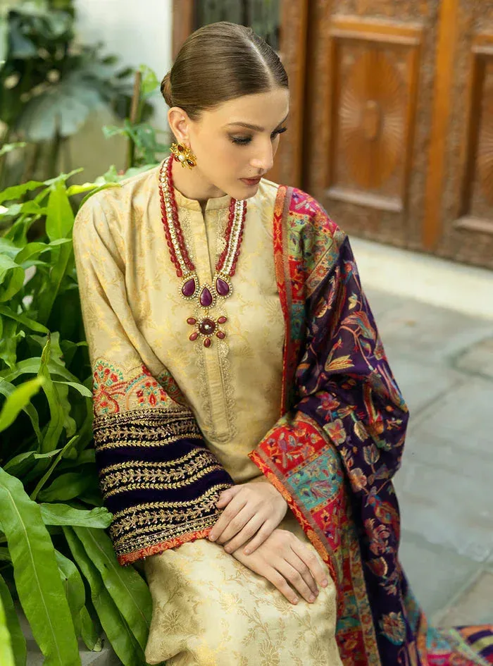 Zainab Chottani Makhmal Luxe Pret Beige Velvet – view 3 – Poshaq