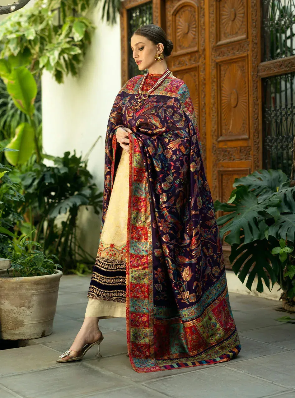 Zainab Chottani Makhmal Luxe Pret Beige Velvet – view 4 – Poshaq