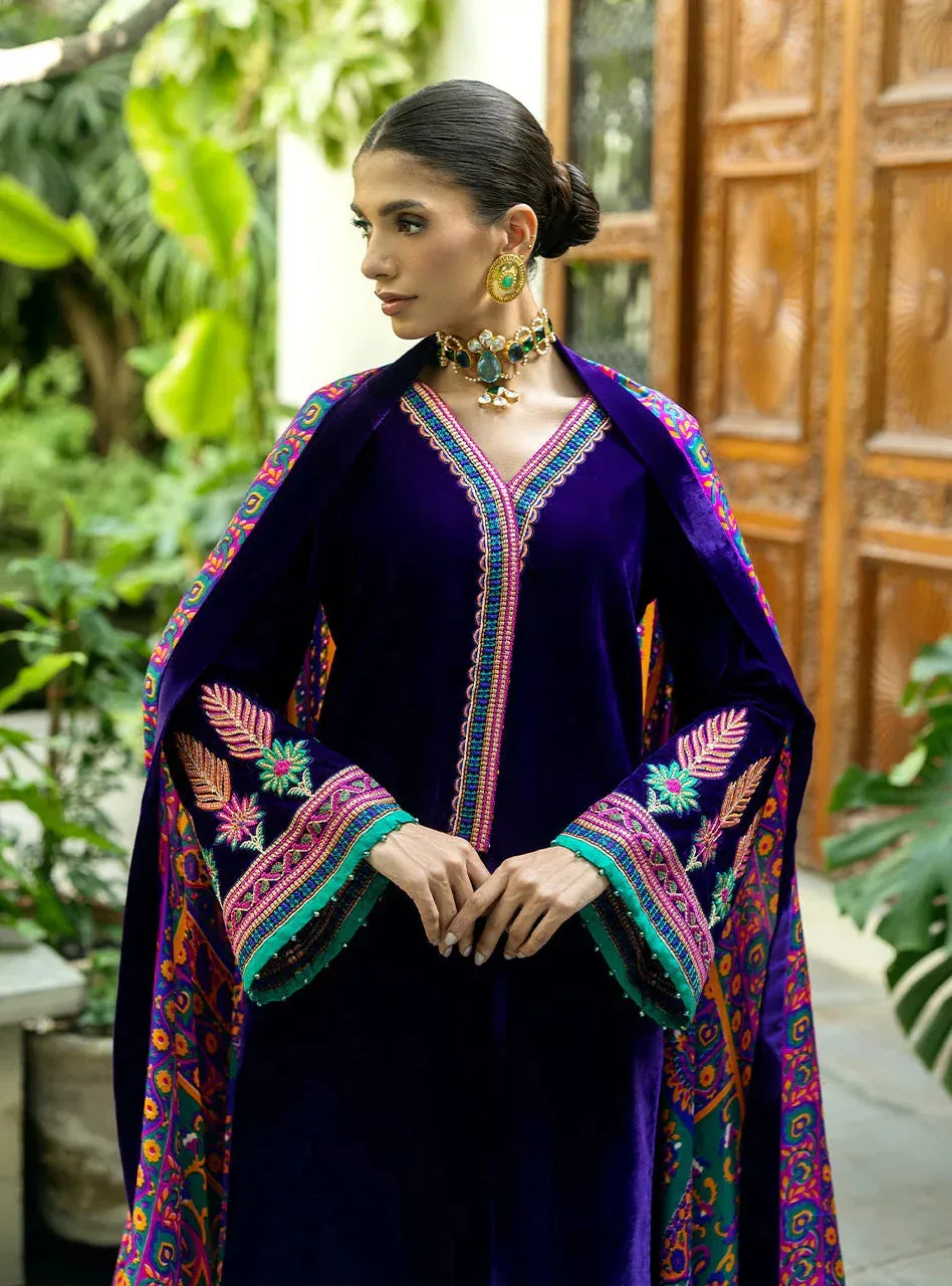 Zainab Chottani Makhmal Luxe Pret Deep Purple Viscose – view 4 – Poshaq