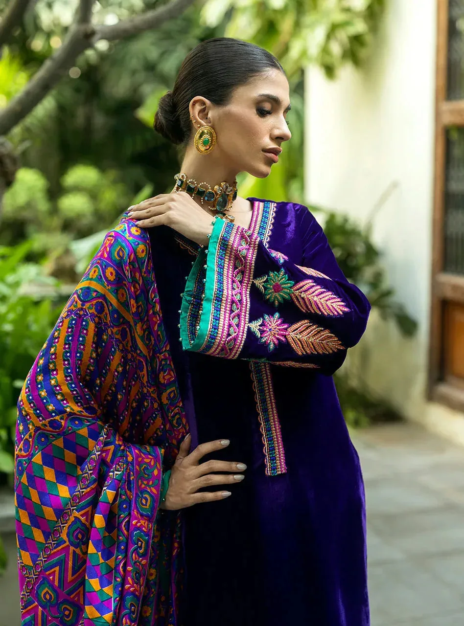 Zainab Chottani Makhmal Luxe Pret Deep Purple Viscose – view 5 – Poshaq