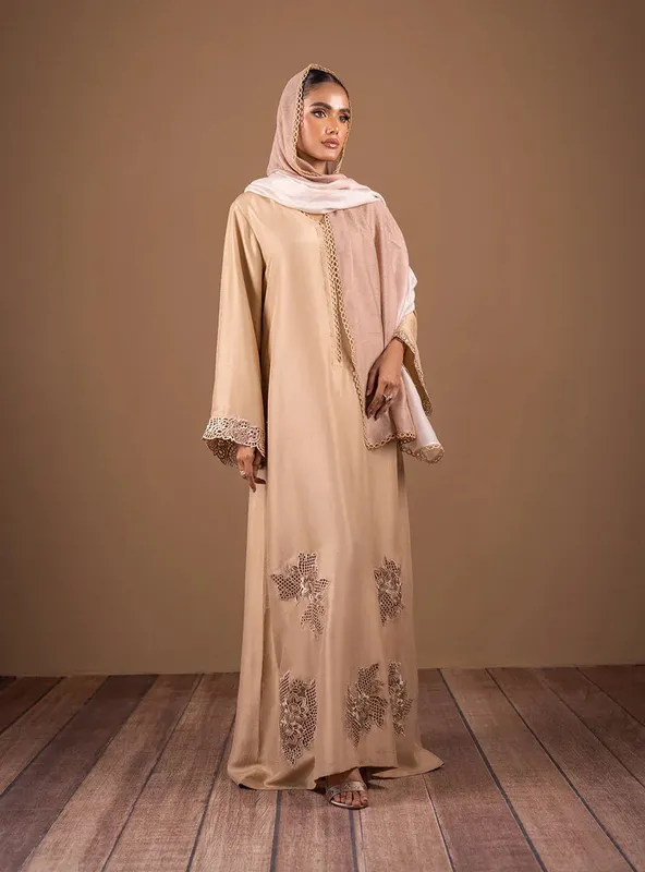 Zainab Chottani Semi Formals Beige Raw Silk – view 1 – Poshaq