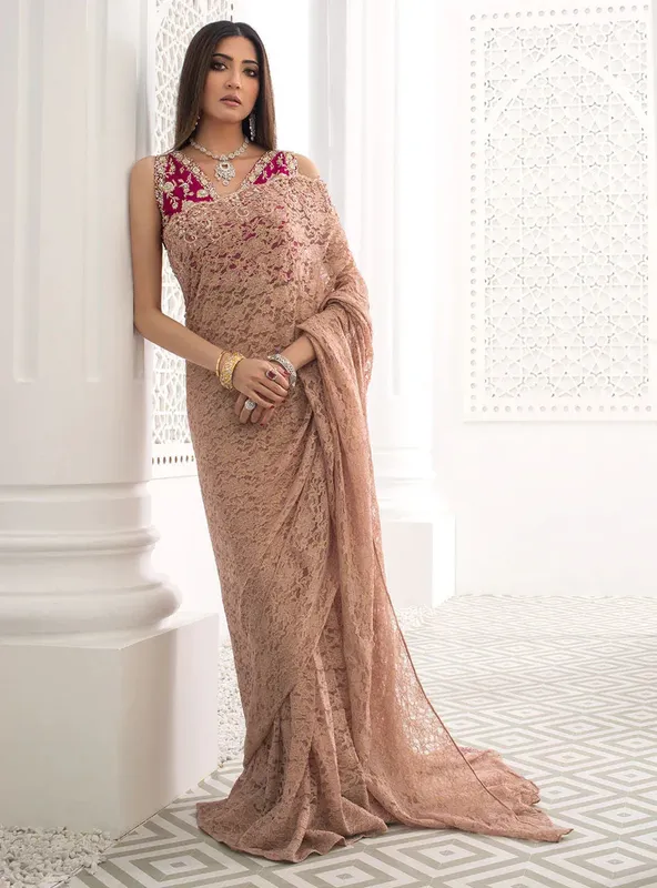 Zainab Chottani Semi Formals Magenta Raw Silk – view 1 – Poshaq