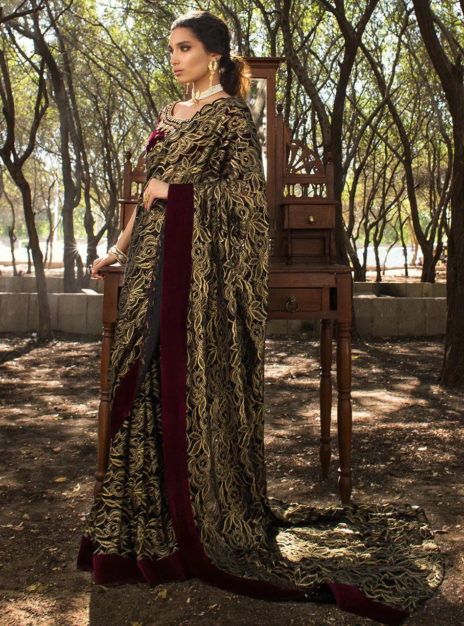 Zainab Chottani Semi Formals Maroon Velvet – view 6 – Poshaq