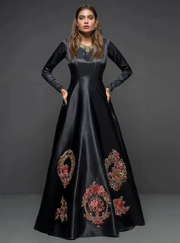 Zainab Chottani Semi Formals Black Silk – view 1 – Poshaq