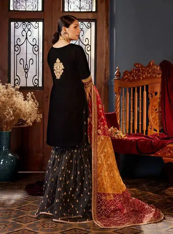 Zainab Chottani Luxury Velvet Collection 23 Black Organza – view 1 – Poshaq