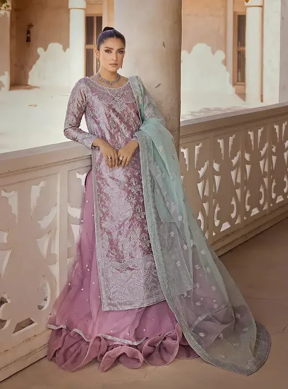 Zainab Chottani Wedding Festive 23 Tea Pink Organza – view 1 – Poshaq
