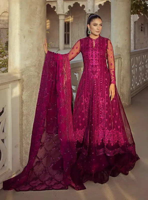 Zainab Chottani Wedding Festive 23 Magenta Organza – view 1 – Poshaq