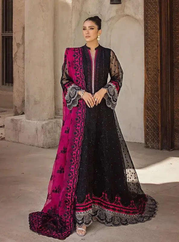 Zainab Chottani Wedding Festive 23 Black Raw Silk – view 1 – Poshaq