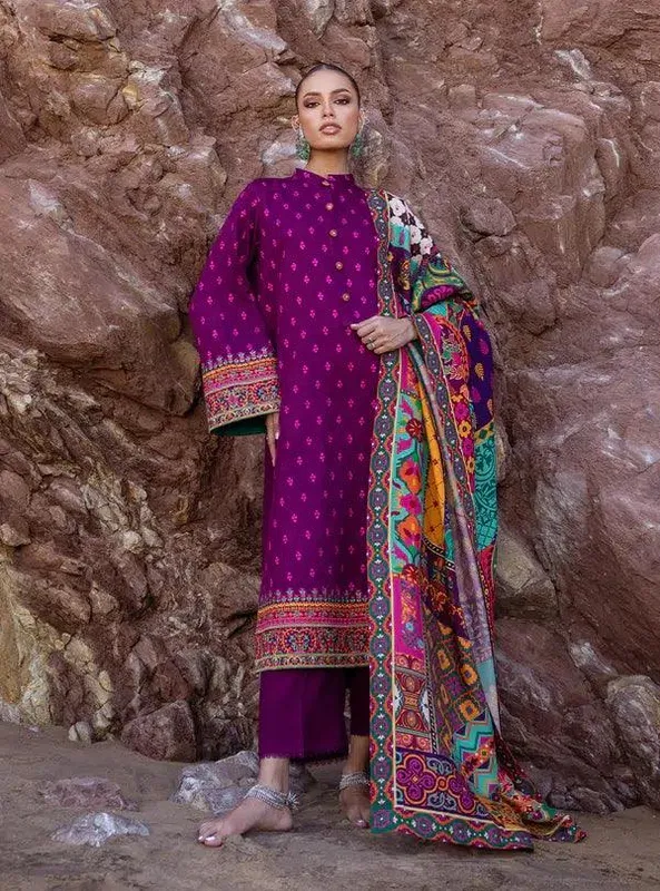 Zainab Chottani Winter Shawls Magenta Organza – view 1 – Poshaq
