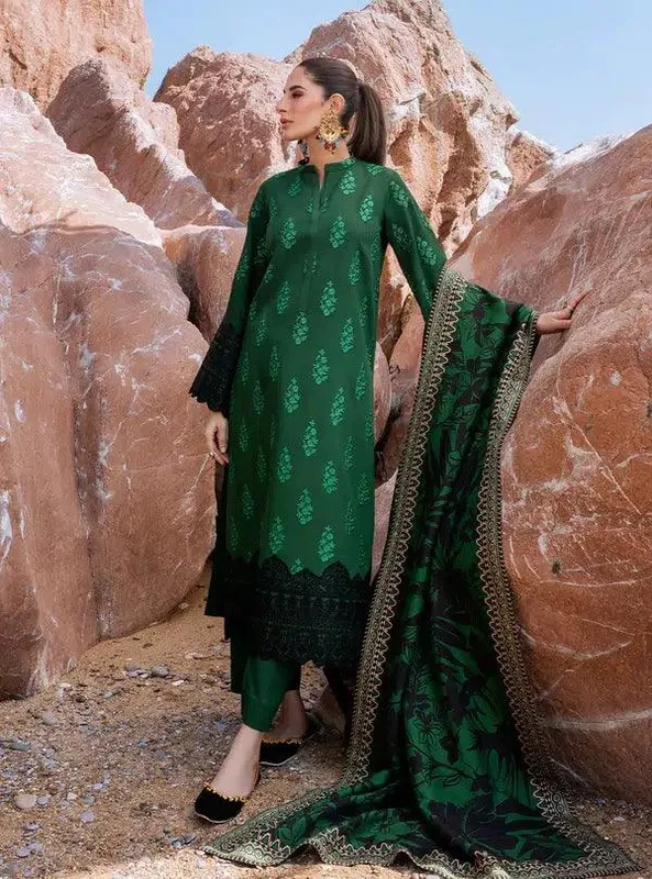Zainab Chottani Winter Shawls Green Organza – view 1 – Poshaq