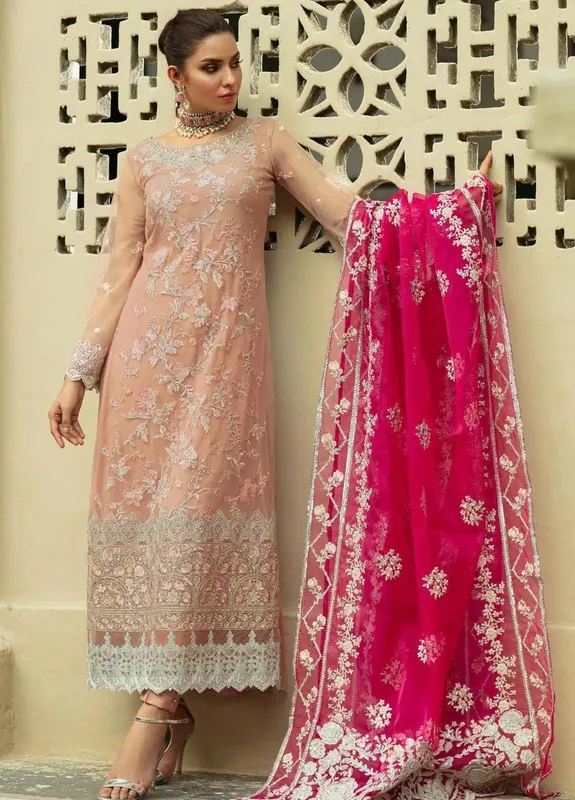Zainab Chottani Wedding Collection Pink Net – view 1 – Poshaq