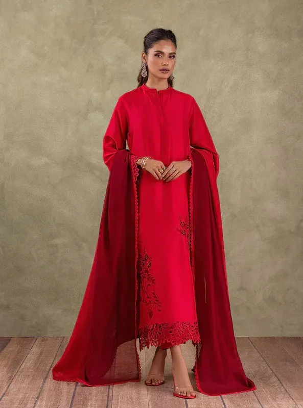 Zainab Chottani Eid Edit 24 Red Raw Silk – view 1 – Poshaq