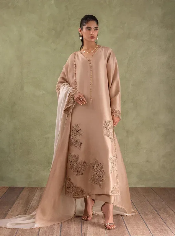 Zainab Chottani Eid Edit 24 Beige Raw Silk – view 1 – Poshaq