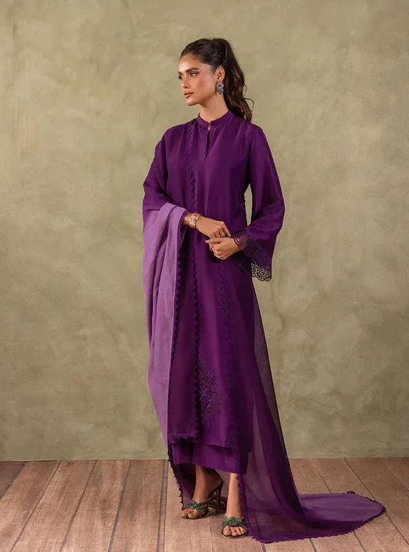 Zainab Chottani Eid Edit 24 Purple Raw Silk – view 1 – Poshaq