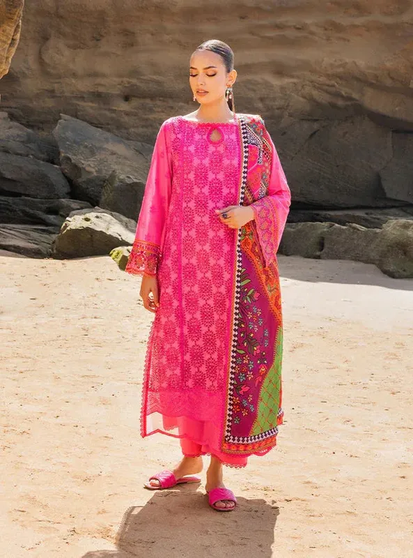Zainab Chottani Luxury Chikankari 24 Magenta Organza – view 1 – Poshaq