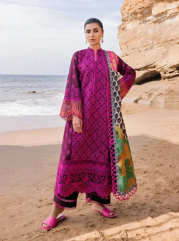 Zainab Chottani Luxury Chikankari 24 Purple Organza – view 1 – Poshaq