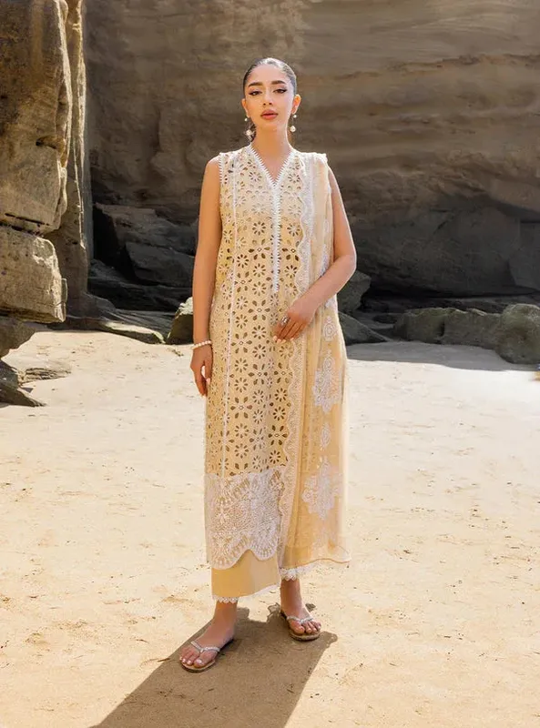 Zainab Chottani Luxury Chikankari 24 Beige Organza – view 1 – Poshaq