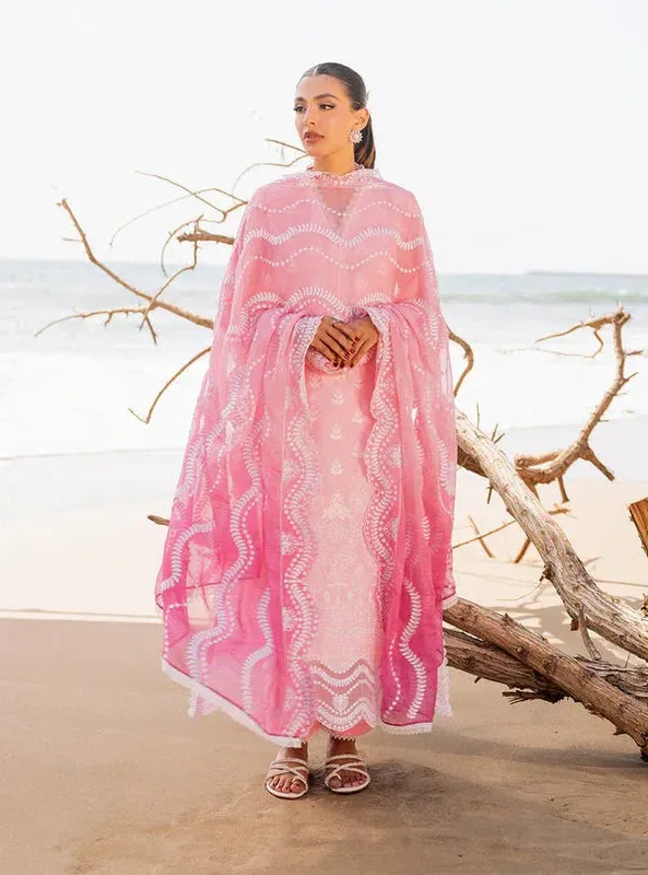 Zainab Chottani Luxury Chikankari 24 Pink Organza – view 1 – Poshaq