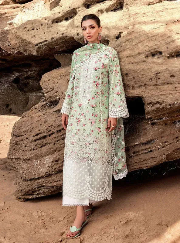 Zainab Chottani Luxury Chikankari 24 Green Organza – view 1 – Poshaq