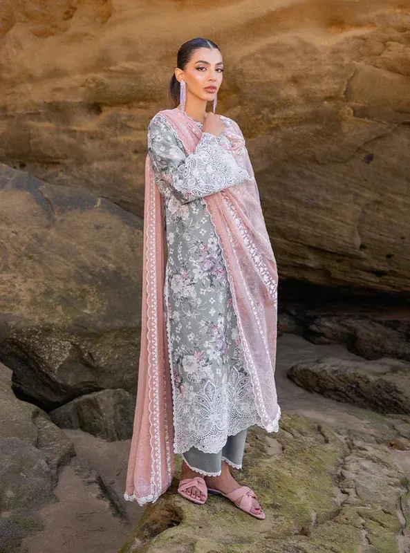 Zainab Chottani Luxury Chikankari 24 Grey Organza – view 1 – Poshaq