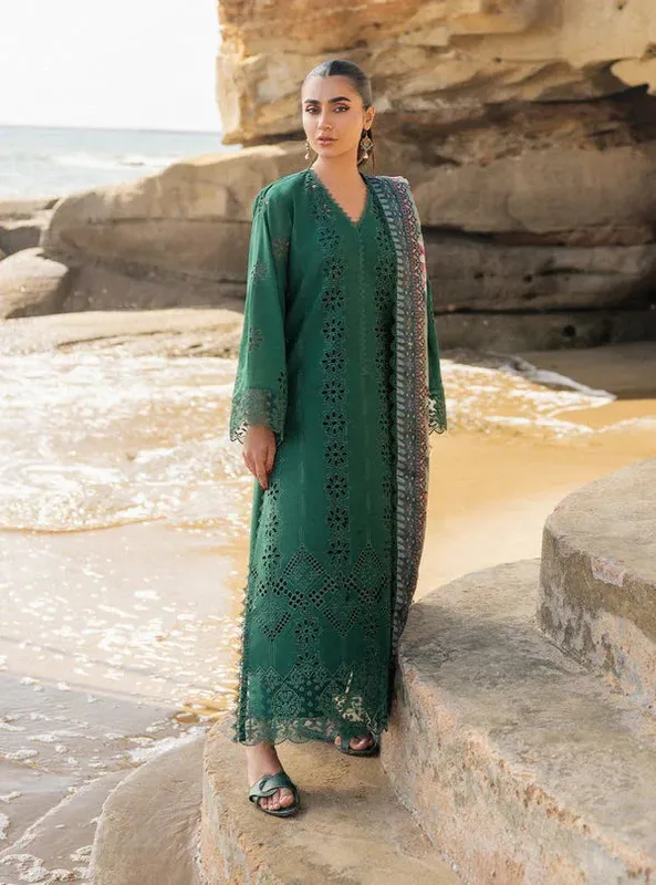 Zainab Chottani Luxury Chikankari 24 Green Organza – view 1 – Poshaq