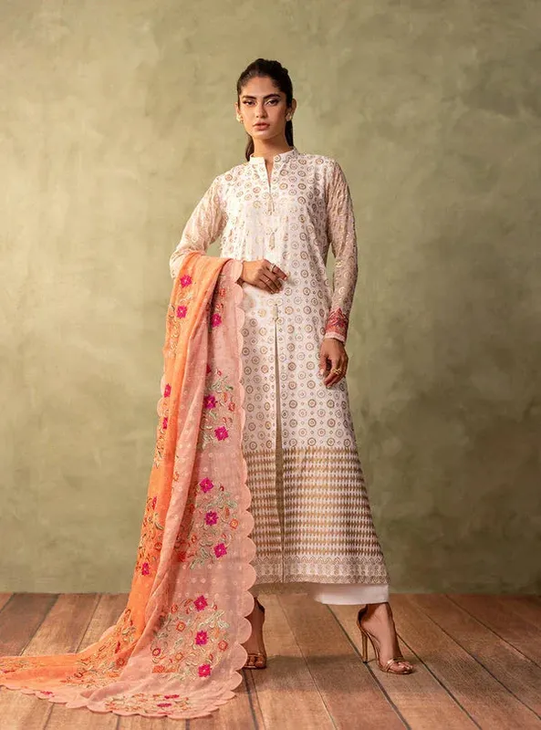 Zainab Chottani Eid Edit Ivory Chiffon – view 1 – Poshaq
