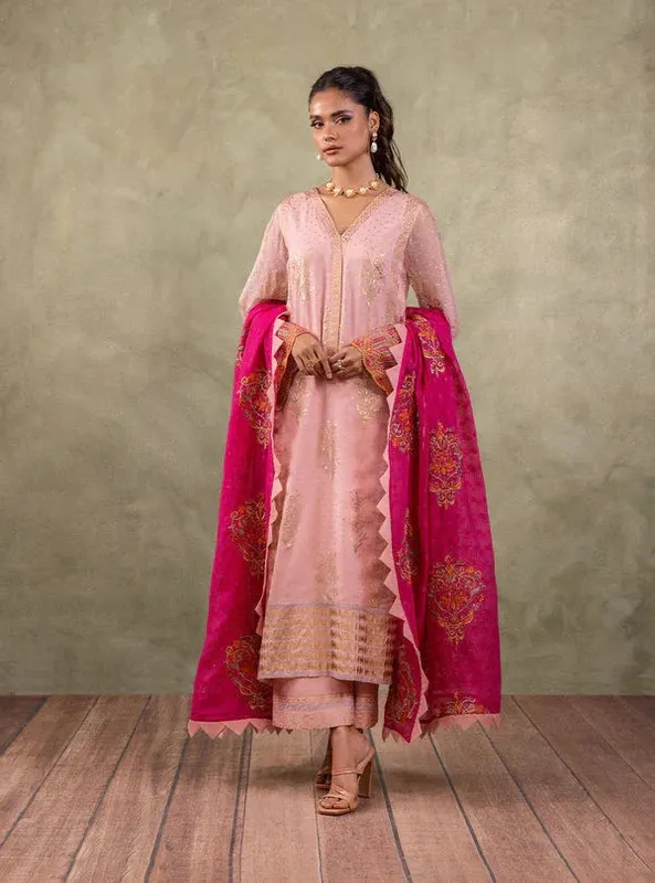 Zainab Chottani Eid Edit Pink Chiffon – view 1 – Poshaq