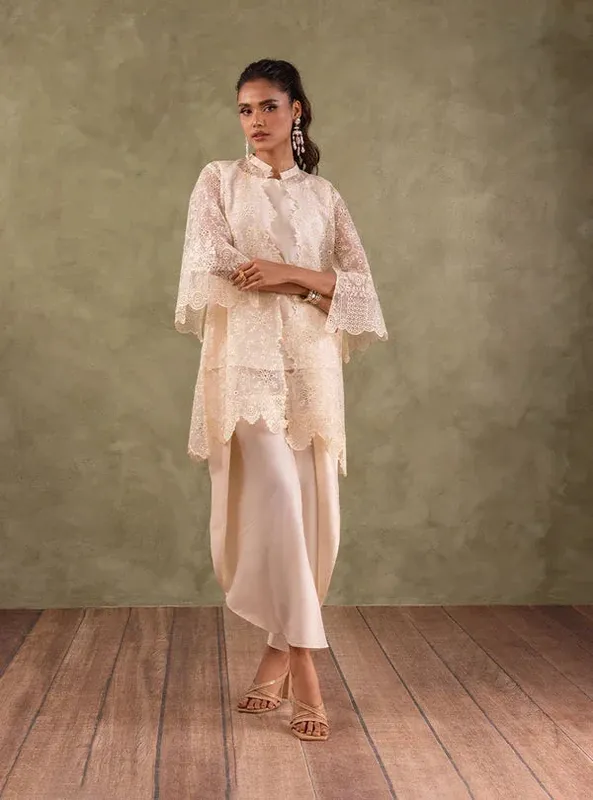 Zainab Chottani Eid Edit Ivory Organza – view 1 – Poshaq