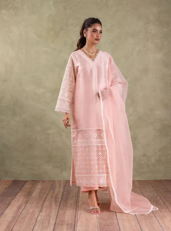 Zainab Chottani Eid Edit Peach Chiffon – view 1 – Poshaq