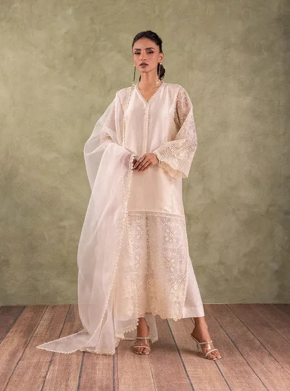 Zainab Chottani Eid Edit Ivory Chiffon – view 1 – Poshaq