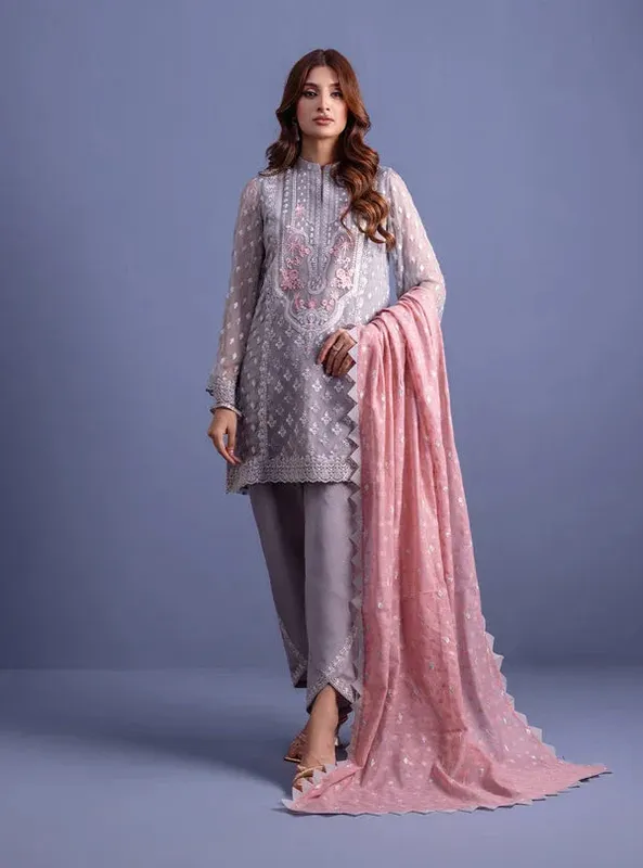 Zainab Chottani Eid Festive Vol 1 Purple Chiffon – view 1 – Poshaq